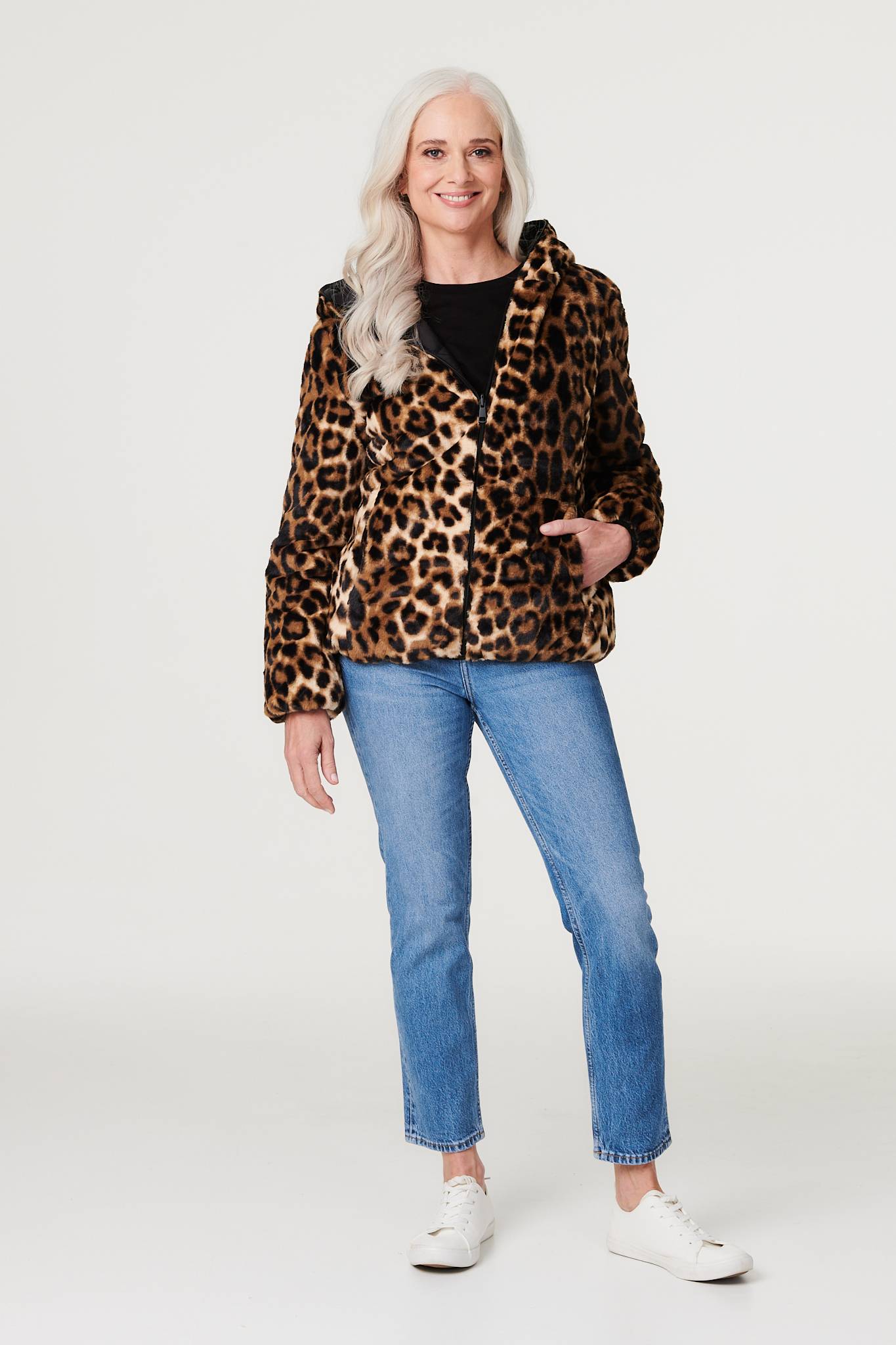 Black | Reversible Leopard Faux Fur Jacket