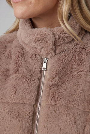 Beige | Faux Fur Zip Front Jacket