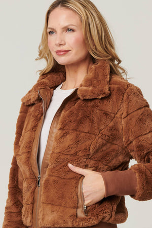 Brown | Faux Fur Zip Front Jacket