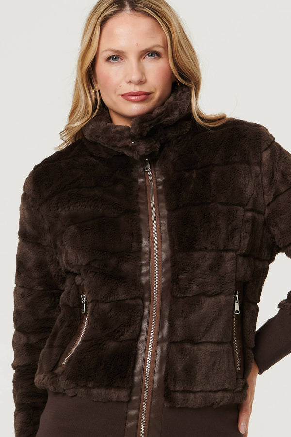 Chocolate | Faux Fur Zip Front Jacket