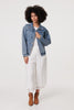 Blue | Zig Zag Stitch Long Sleeve Denim Jacket
