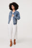 Blue | Zig Zag Stitch Long Sleeve Denim Jacket
