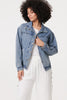 Blue | Zig Zag Stitch Long Sleeve Denim Jacket
