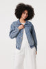 Blue | Zig Zag Stitch Long Sleeve Denim Jacket
