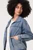 Blue | Zig Zag Stitch Long Sleeve Denim Jacket
