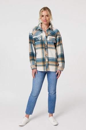 Blue | Checked Front Pocket Shacket