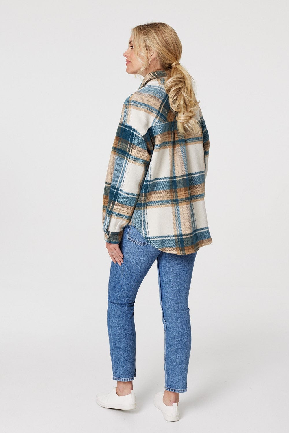 Blue | Checked Front Pocket Shacket