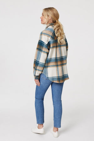 Blue | Checked Front Pocket Shacket