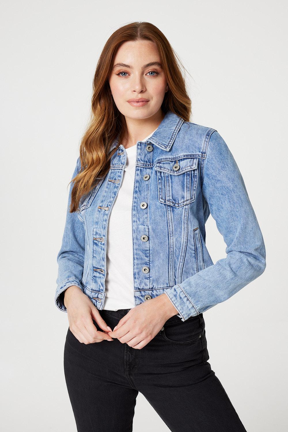 Blue | Embellished Back Cropped Jacket