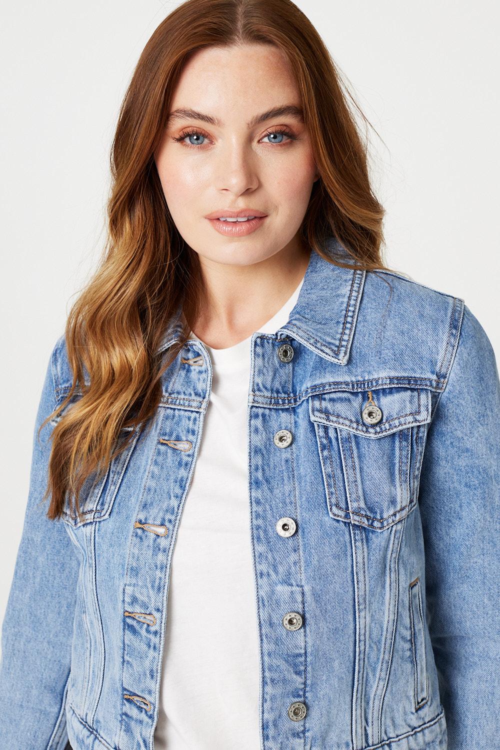 Blue | Embellished Back Cropped Jacket