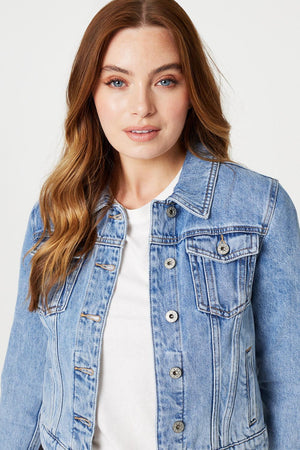 Blue | Embellished Back Cropped Jacket