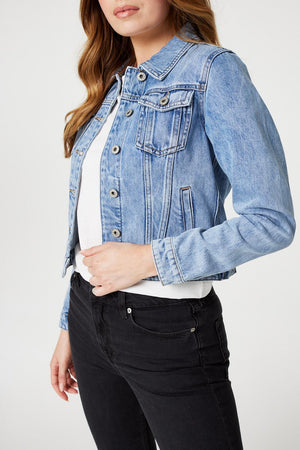 Blue | Embellished Back Cropped Jacket