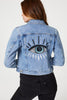 Blue | Embellished Back Cropped Jacket