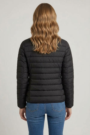 Black | High Neck Zip-Up Padded Puffer Jacket