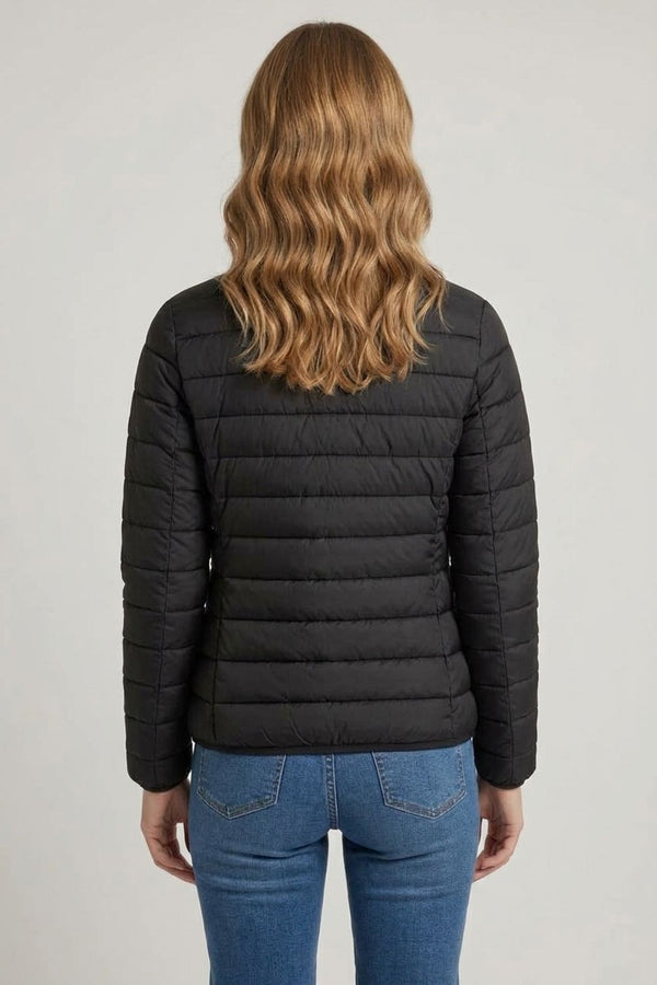 Black | High Neck Zip-Up Padded Puffer Jacket