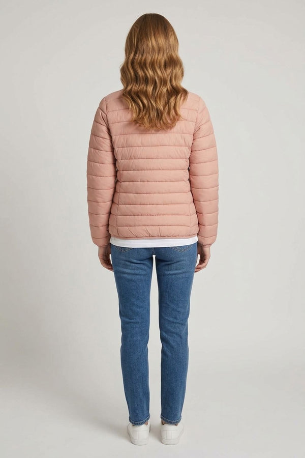 Pink | High Neck Zip-Up Padded Puffer Jacket