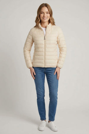 White | High Neck Zip-Up Padded Puffer Jacket