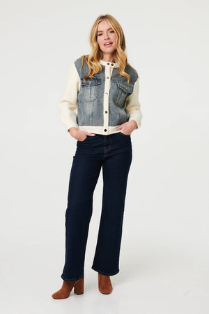 Cream | Denim Contrast Texture Boxy Jacket
