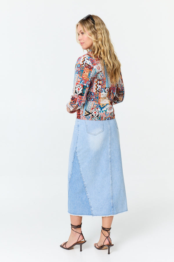 Red | Embroidered Texture Button Front Jacket
