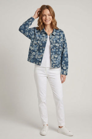Blue | Floral Relaxed Denim Jacket