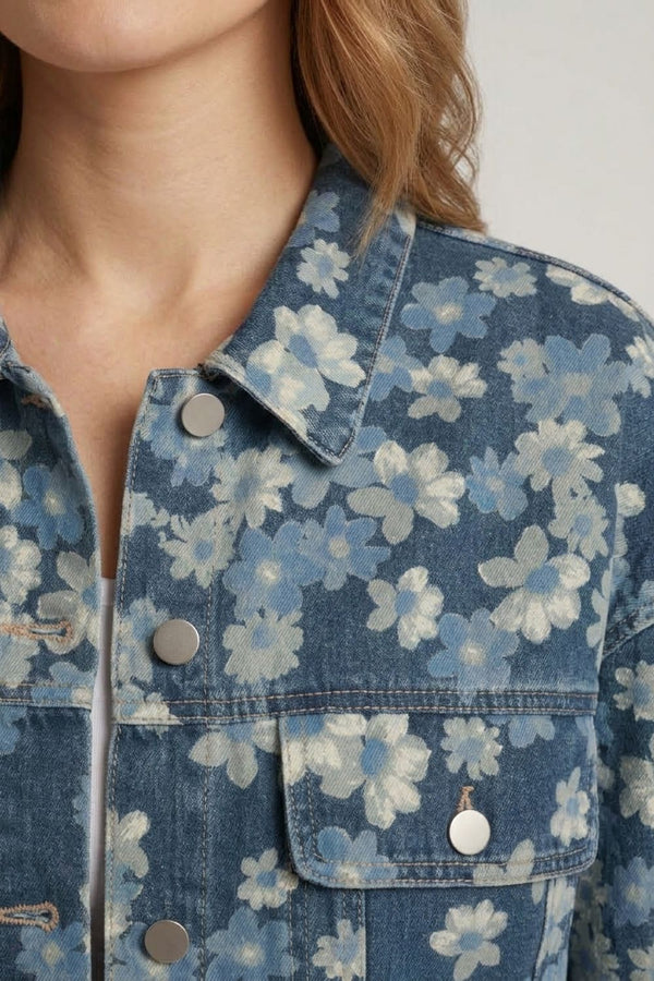 Blue | Floral Relaxed Denim Jacket