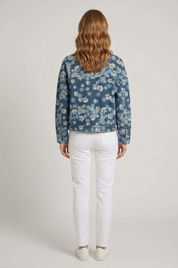 Blue | Floral Relaxed Denim Jacket