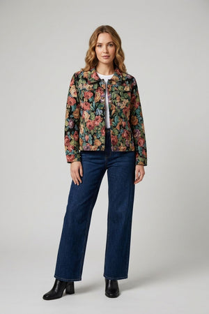 Green | Floral Tapestry Texture Jacket