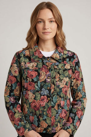 Green | Floral Tapestry Texture Jacket