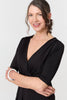 Black | 1/2 Sleeve Wrap Waist Wide Leg Jumpsuit
