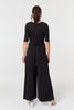 Black | 1/2 Sleeve Wrap Waist Wide Leg Jumpsuit
