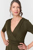 Khaki | 1/2 Sleeve Wrap Waist Wide Leg Jumpsuit
