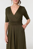 Khaki | 1/2 Sleeve Wrap Waist Wide Leg Jumpsuit
