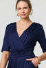 Navy | 1/2 Sleeve Wrap Waist Wide Leg Jumpsuit
