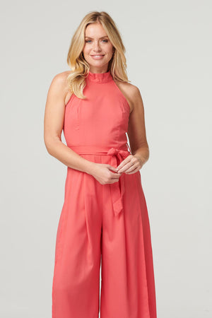 Pink | High Neck Split Leg Jumpsuit