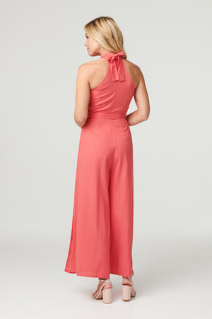 Pink | High Neck Split Leg Jumpsuit