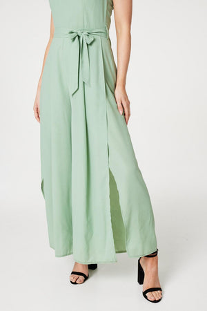 Sage | High Neck Split Leg Jumpsuit