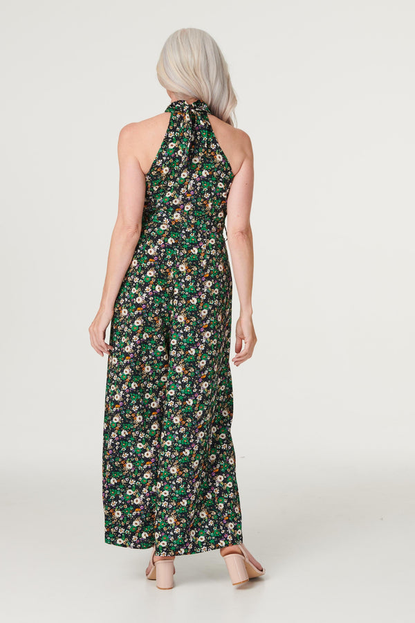 Navy | Ditsy Floral High Neck Jumpsuit