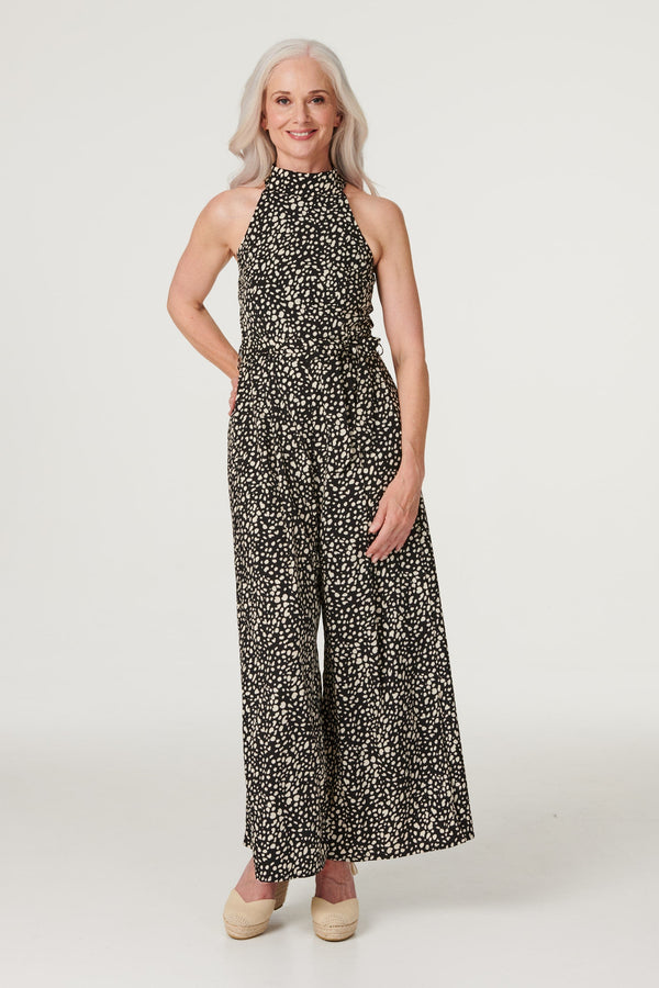 Black | Printed Wide Leg Jumpsuit