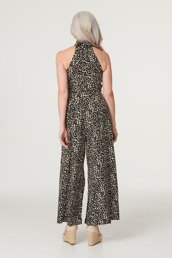 Black | Printed Wide Leg Jumpsuit