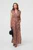 Red | Geo Print Sleeveless Tie Waist Jumpsuit

