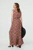 Red | Geo Print Sleeveless Tie Waist Jumpsuit
