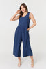 Indigo | Relaxed Sleeveless Wide Crop Jumpsuit
