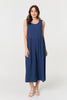 Indigo | Relaxed Sleeveless Wide Crop Jumpsuit : Model is 5'9