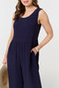 Navy | Relaxed Sleeveless Wide Crop Jumpsuit
