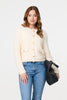 Cream | Textured Knit Metallic Button Cardigan : Model is 5'9