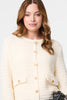 Cream | Textured Knit Metallic Button Cardigan
