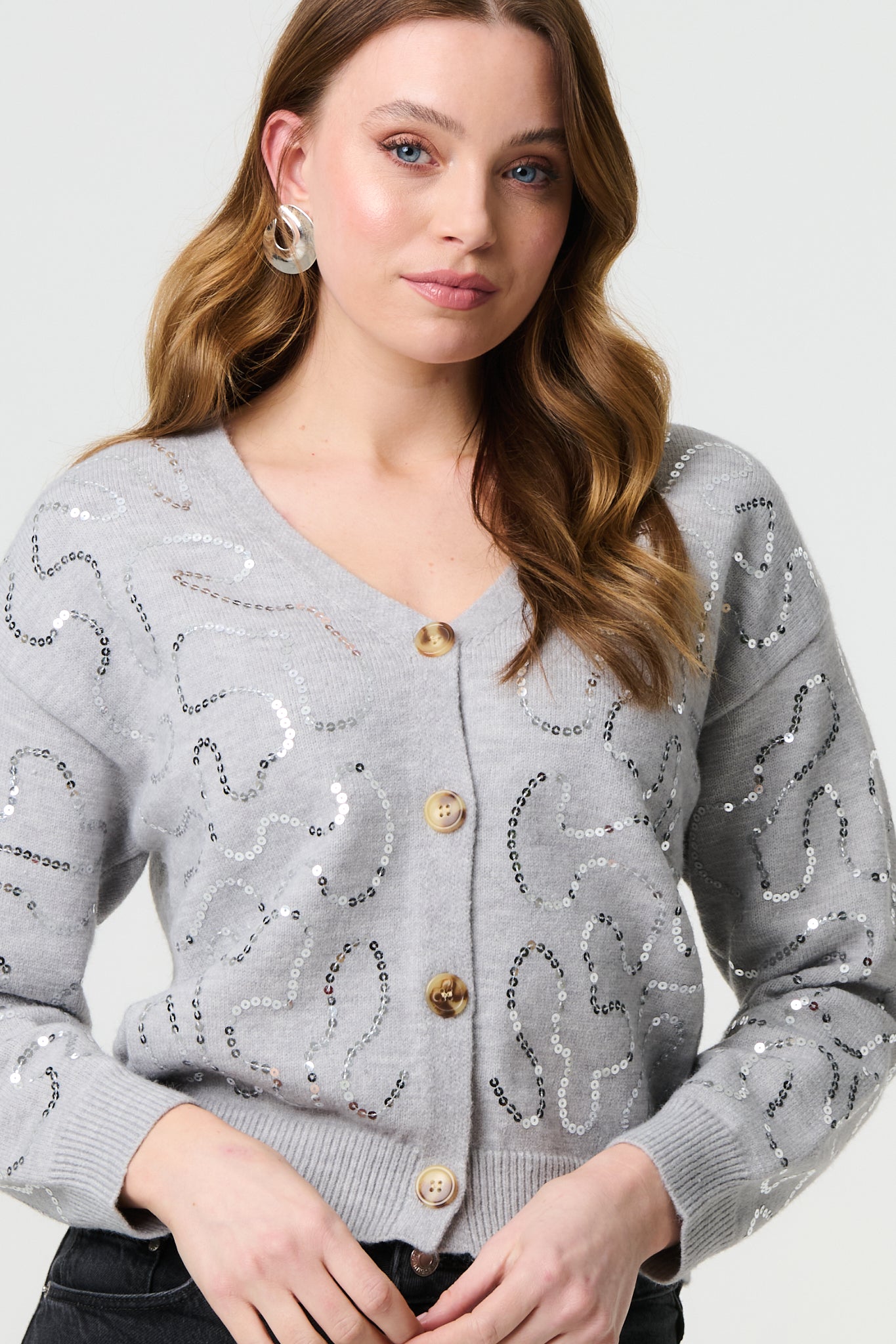 Sequin Embellished Cropped Cardigan | Izabel London