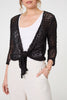 Black | Crochet Open Knit Waterfall Cardigan
