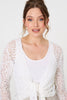 White | Crochet Open Knit Waterfall Cardigan
