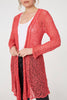Coral | Crochet Knit Longline Waterfall Cardigan
